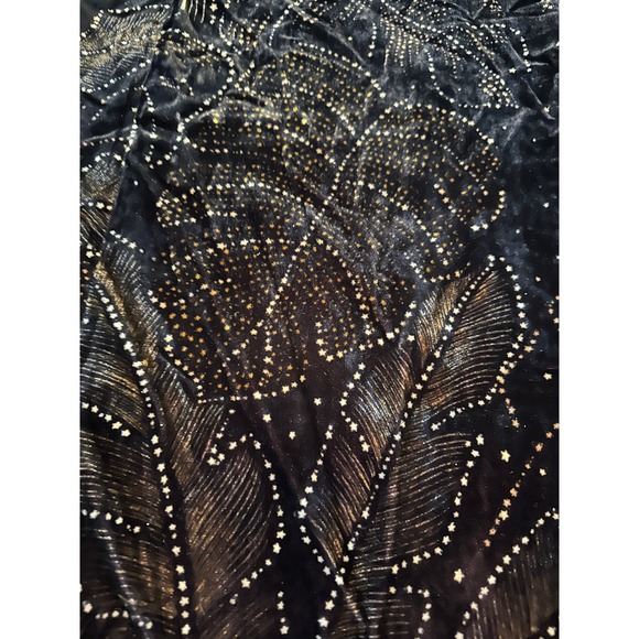 Farm Rio Anthropologie Velvet Wide Leg Pants Sz XS Black Gold Sparkle Designer - Picture 8 of 16